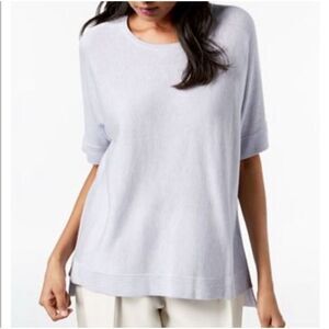 Eileen Fisher Womens Crew Neck Dolman Short Sleeve Tunic Knit Top Lavender Mediu